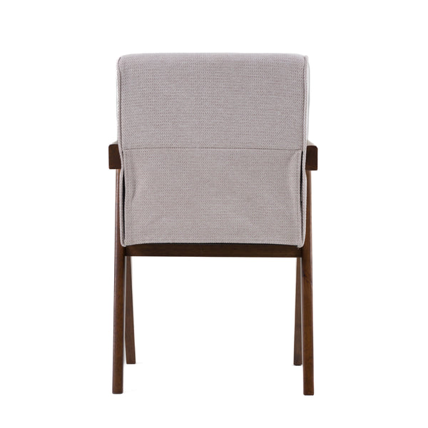 Joseline Modern Beige Fabric + Walnut Dining Chair (Set of 2)