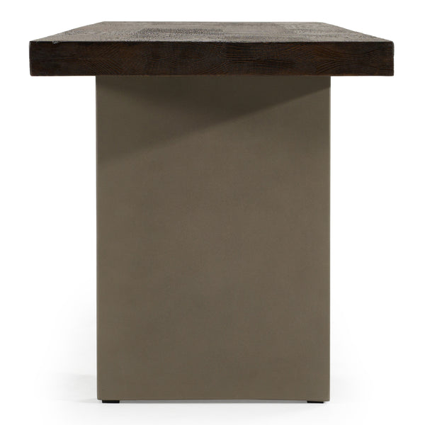 June Modern Dark Grey Concrete & Walnut Dining Bench