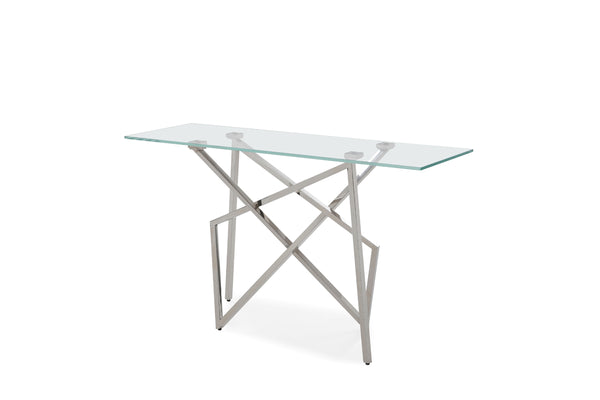 Modrest Hawkins Modern Glass & Stainless Steel Console Table Model VGVCK129