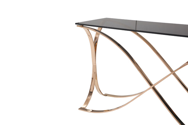 Modrest Reklaw Modern Smoked Glass & Rosegold Console Table Model VGVCK836