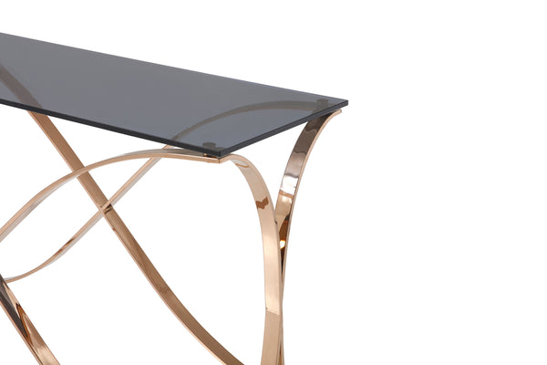 Modrest Reklaw Modern Smoked Glass & Rosegold Console Table Model VGVCK836