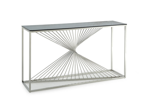 Modrest Trinity Modern Glass & Stainless Steel Console Table Model VGVCK8618