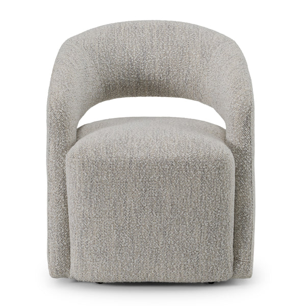 Kadoka Modern Light Grey Fabric Dining Chair w/ Castor Wheels