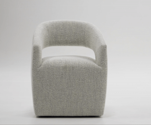 Kadoka Modern Light Grey Fabric Dining Chair w/ Castor Wheels