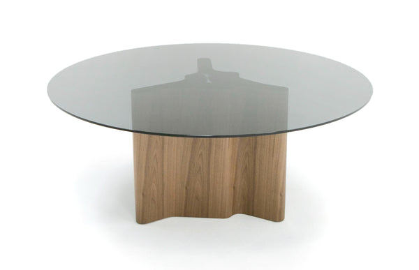 Modrest Kaye Modern Walnut & Glass 71" Round Dining Table Model VGBBMI2102A-BRN-DT