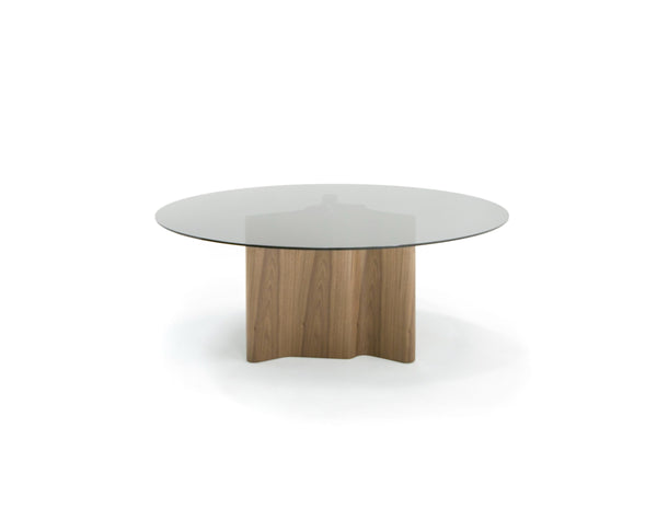 Modrest Kaye Modern Walnut & Glass 71" Round Dining Table Model VGBBMI2102A-BRN-DT