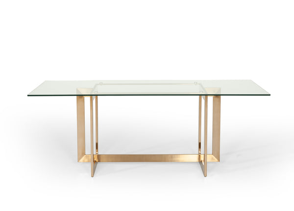 Modrest Keaton Modern Glass & Brass Dining Table Model VGVCT8961-G
