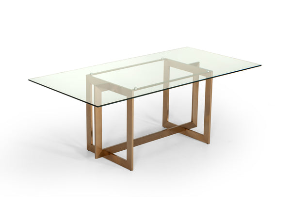 Modrest Keaton Modern Glass & Brass Dining Table Model VGVCT8961-G