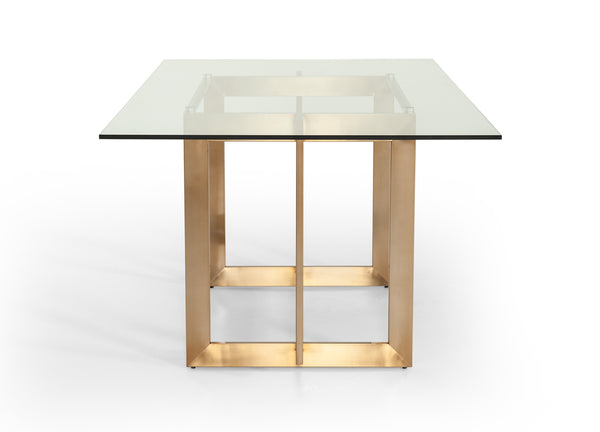Modrest Keaton Modern Glass & Brass Dining Table Model VGVCT8961-G
