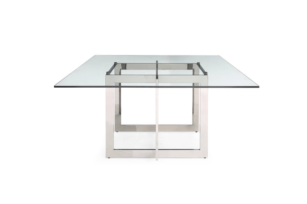 Modrest Keaton Square Modern Glass & Stainless Steel Dining Table Model VGVCT8961-DT