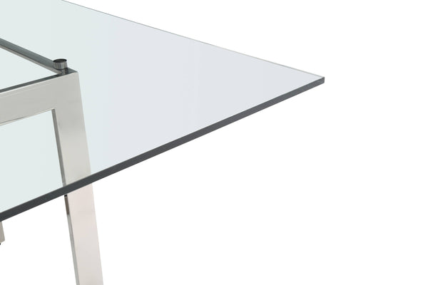 Modrest Keaton Square Modern Glass & Stainless Steel Dining Table Model VGVCT8961-DT