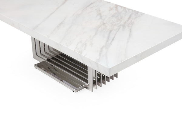 Modrest Kingsley Modern Marble & Stainless Steel Coffee Table Model VGVCCT8933-STL