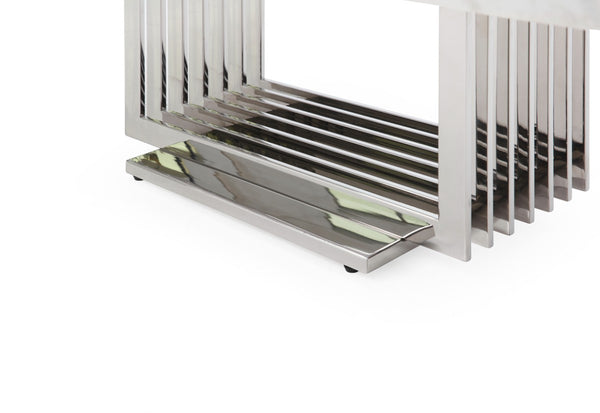 Modrest Kingsley Modern Marble & Stainless Steel Coffee Table Model VGVCCT8933-STL