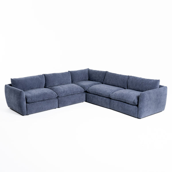 Divani Casa Kinsey Modern Blue Fabric Modular Left Facing Seat Model VGKK-KF.8035-LAF1.5-NAVY