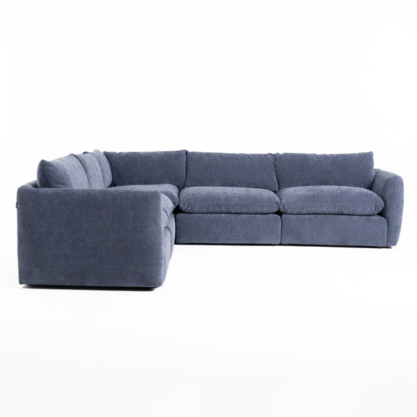 Divani Casa Kinsey Modern Blue Fabric Modular Left Facing Seat Model VGKK-KF.8035-LAF1.5-NAVY