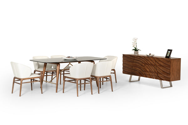 Modrest Kipling Modern Cream & Walnut Dining Chair Model VGCSCH-16111