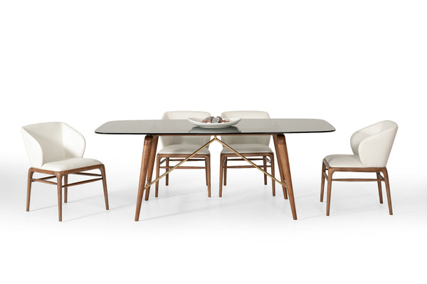 Modrest Kipling Modern Cream & Walnut Dining Chair Model VGCSCH-16111