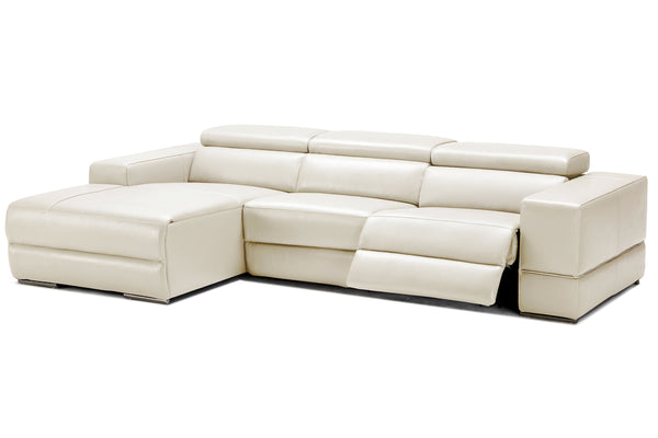 Divani Casa Hilgard Modern Light Grey Leather Left Facing Sectional Sofa With Recliners Model VGKM-KM127H-NL5115