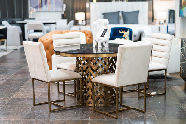 Modrest Kowal Glam Black Marble Dining Table Model VGGMM-DT-1426