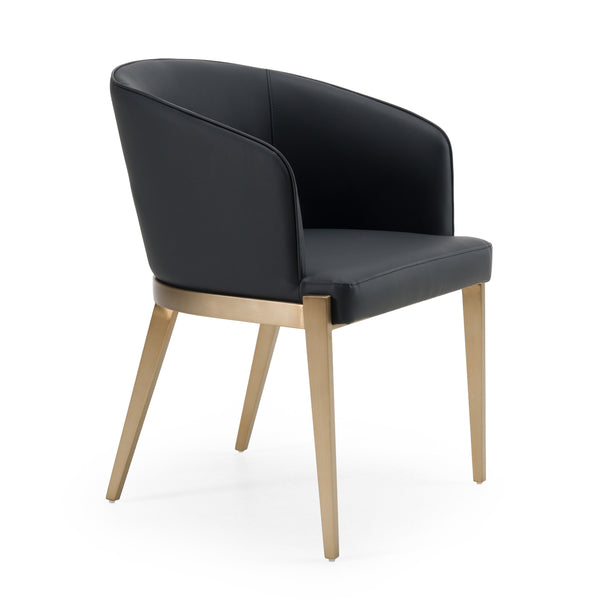 Modrest Kravitz Modern Dark Grey Vegan Leather & Antique Brass Dining Chair Model VGGAGA-6206CH-1-GRY