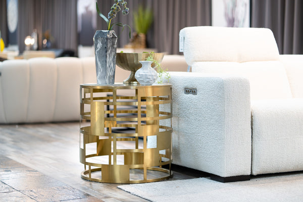 Modrest Kudo Glam Clear Glass And Gold Glass End Table Model VGODLZ-219E