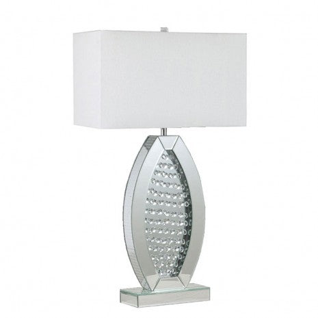 Furniture of America Myda Silver/White Contemporary Table Lamp Model L74001