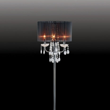 Furniture of America Jada Chrome/Black Glam Floor Lamp Model L76733BK-F