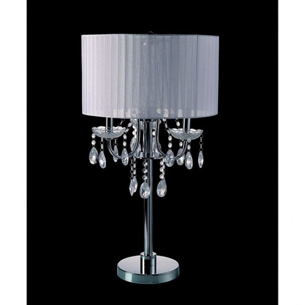 Furniture of America Jada Chrome/White Glam Table Lamp Model L76733WH-T