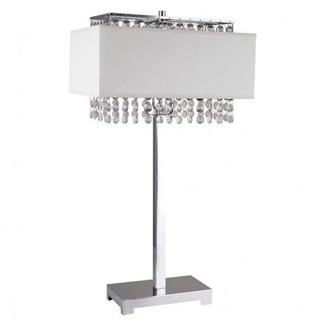 Furniture of America Naya Chrome/White Glam Table Lamp Model L7733WH