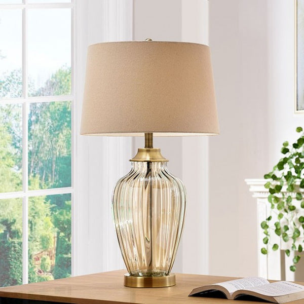 Furniture of America Lee Gold/Clear Contemporary Table Lamp Model L9713