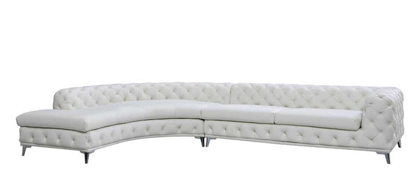 Divani Casa Kohl Contemporary White Laf Curved Shape Sectional Sofa With Chaise Model VGEV-2179-WHT-LAF-SECT