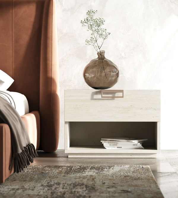 Lamod Italia Lago Modern Faux Travertine Nightstand Model VGAC-LAGO-NS