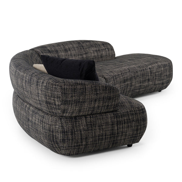 Lakota Modern Dark Grey Fabric Curved Sectional Sofa