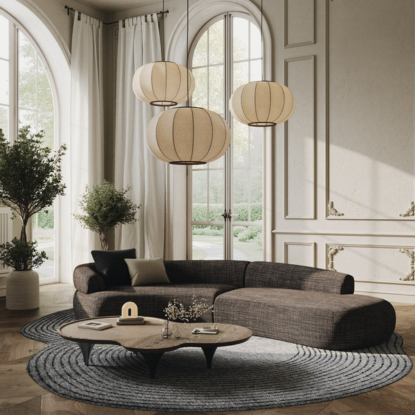 Lakota Modern Dark Grey Fabric Curved Sectional Sofa