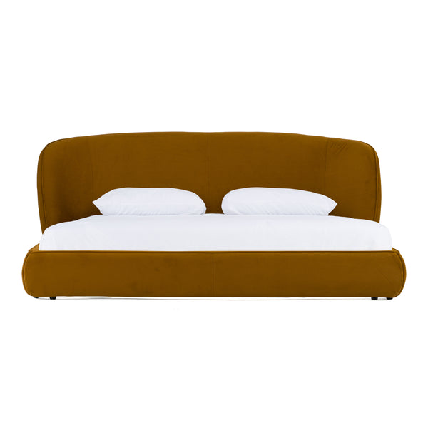 Lambert Modern Burnt Orange Fabric Upholstered Bed