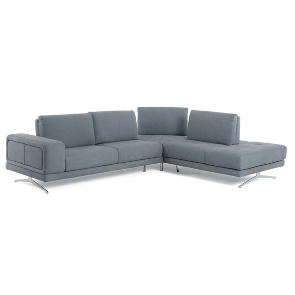 Lamod Italia Mood Contemporary Blue Leather Right Facing Sectional Sofa Model VGCCMOOD-SPAZIO-BLUE-RAF