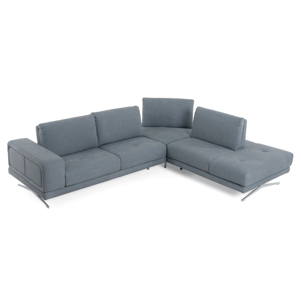 Lamod Italia Mood Contemporary Blue Leather Right Facing Sectional Sofa Model VGCCMOOD-SPAZIO-BLUE-RAF