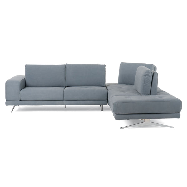 Lamod Italia Mood Contemporary Blue Leather Right Facing Sectional Sofa Model VGCCMOOD-SPAZIO-BLUE-RAF