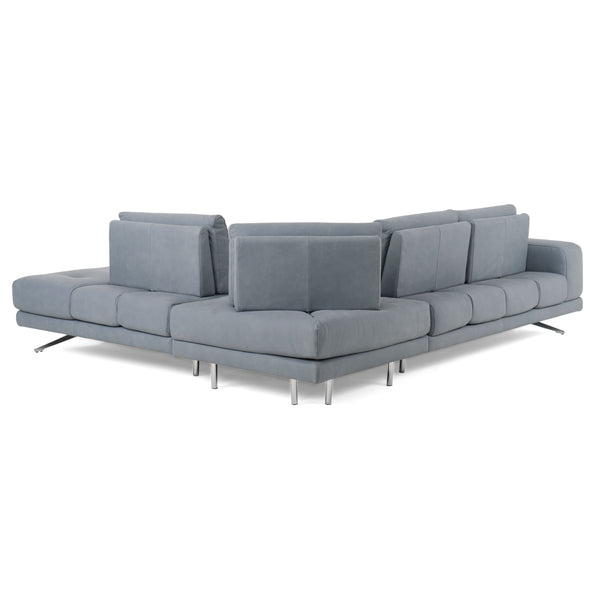 Lamod Italia Mood Contemporary Blue Leather Right Facing Sectional Sofa Model VGCCMOOD-SPAZIO-BLUE-RAF