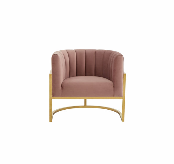 Modrest Landau Modern Pink Velvet & Gold Stainless Steel Accent Chair Model VGRHAC-406-PINK
