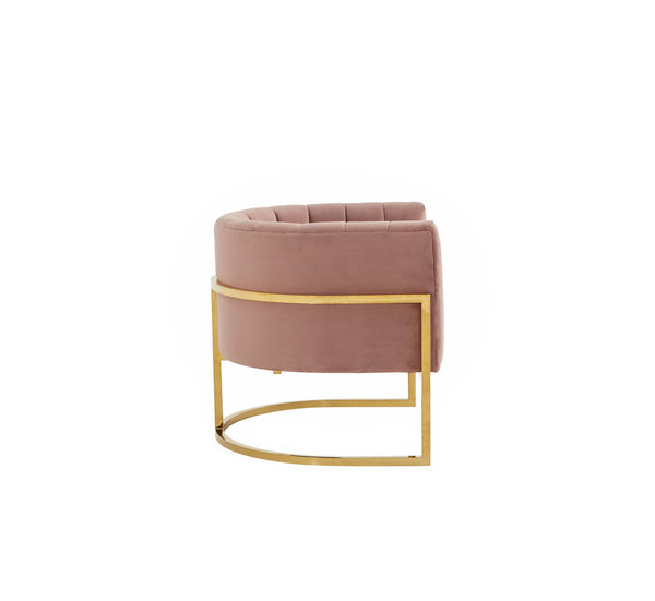 Modrest Landau Modern Pink Velvet & Gold Stainless Steel Accent Chair Model VGRHAC-406-PINK