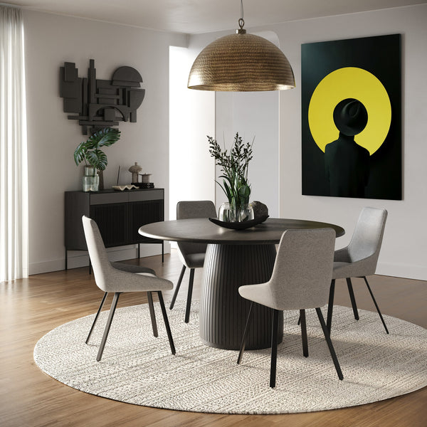 Modrest Lander Modern Mid Century Black Oak Round Dining TableModel VGDW-J3630-1-BLK