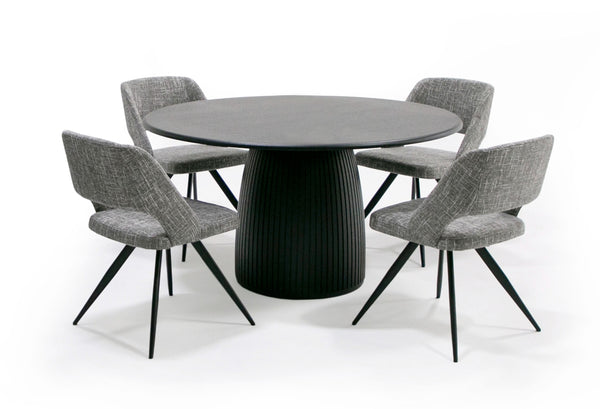 Modrest Lander Modern Mid Century Black Oak Round Dining TableModel VGDW-J3630-1-BLK