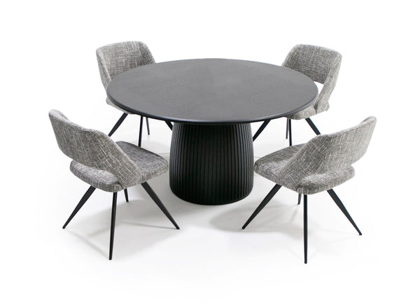 Modrest Lander Modern Mid Century Black Oak Round Dining TableModel VGDW-J3630-1-BLK