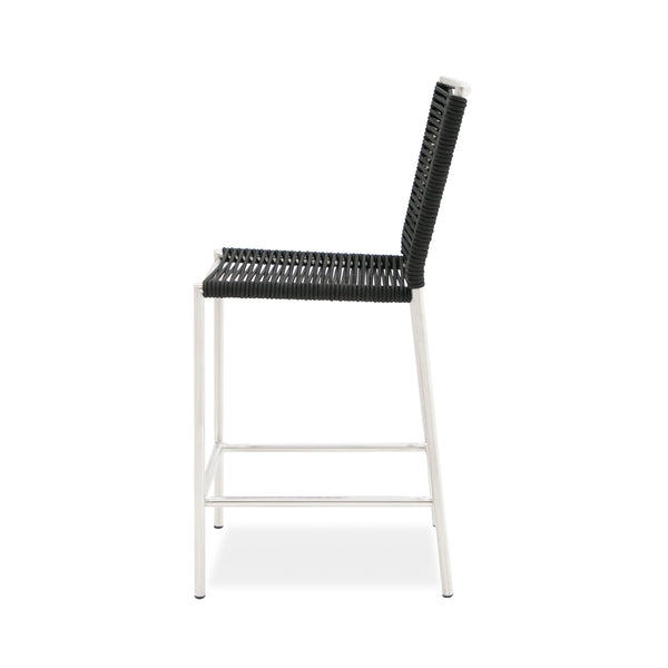 Lathrop Modern Outdoor Black Counter Stool