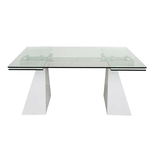 Modrest Latrobe Modern Extendable Quartz Stone & Glass Dining Table Model VGYFDT8765-5-DT-WHT