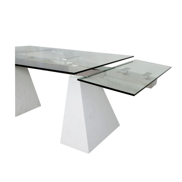 Modrest Latrobe Modern Extendable Quartz Stone & Glass Dining Table Model VGYFDT8765-5-DT-WHT