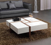 Modrest Makai Modern White & Walnut Square Coffee Table Model VGBBLE624E-WHTWAL