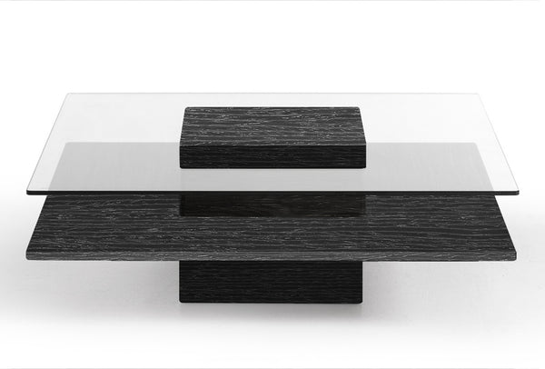 Modrest Clarion Modern Grey Elm & Glass Coffee Table Model VGBBLE638E-GRY