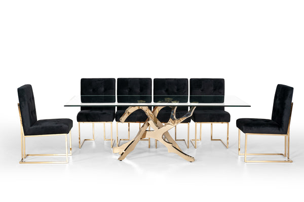 Modrest Legend Modern Glass & Gold Dining Table Model VGVCT8111-GLD